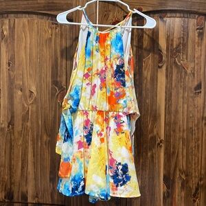 Peach Love watercolor romper